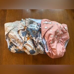 Floral Cloth Diapers - Blue and Cream